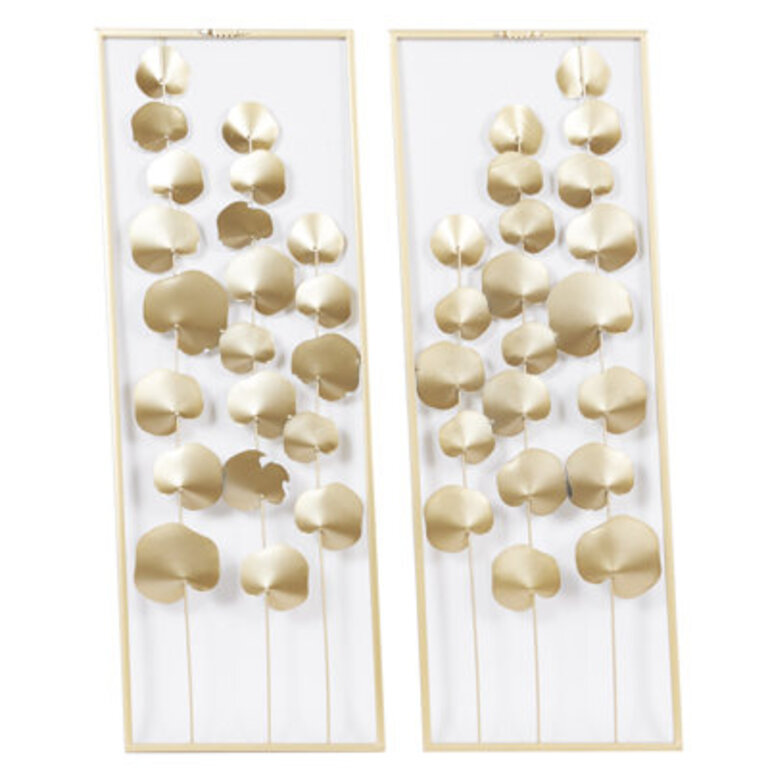 2-Piece Modern Metal Cut-Out Leaf Wall Decor with Rectangular Frames