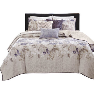 Floral 6 Piece Quilt Set with Throw Pillows