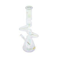 Red Eye Glass 16" 3-Arm Zig Zag Beaker Tube Rainbow