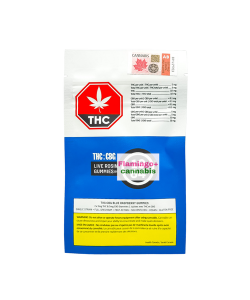 1964 Blue Raspberry 1:1 THC:CBG Live Rosin Sativa Gummies 2X5MG