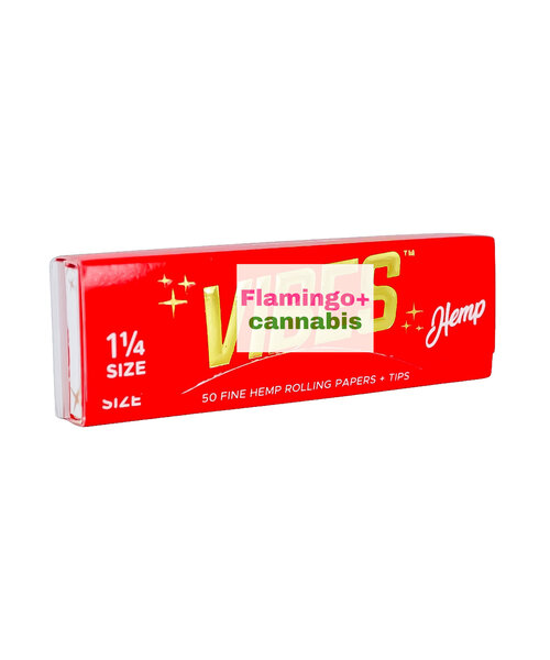 VIBES Hemp 1 1/4" Papers w/Tips (Red)