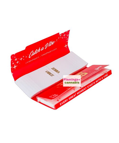 VIBES Hemp 1 1/4" Papers w/Tips (Red)