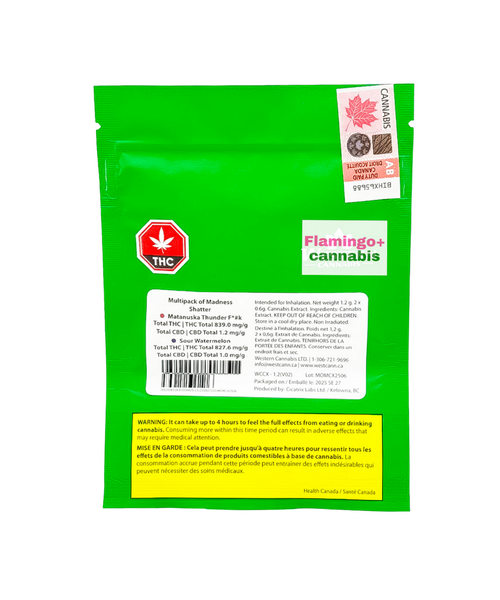 Western Cannabis Variety Pack Of Madness Sativa Shatter 2X0.6G