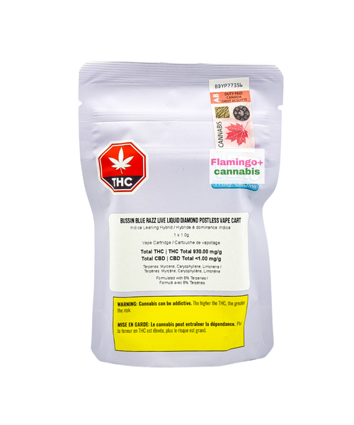 Vero Bussin Blue Razz Liquid Diamond Postless Indica Cartridge 1G
