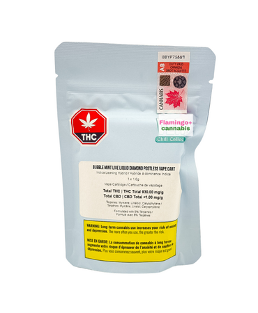 VERO Vero Bubble Mint Liquid Diamond Postless Indica Cartridge 1G