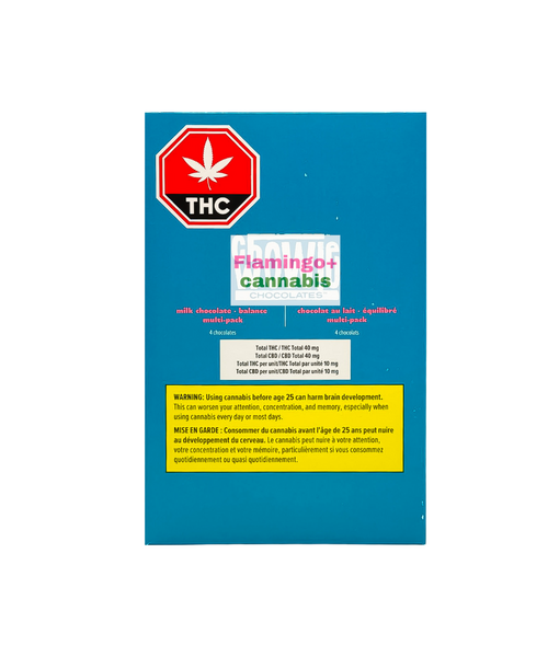 Chowie Wowie Balanced Milk Chocolate THC:CBD 1:1 Multipack 4X10MG Hybrid Edibles