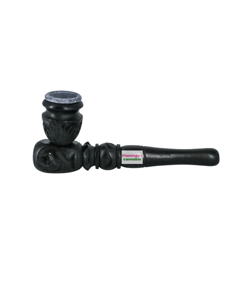 4" Courting In Tall Grass Carved Wood Pipe w/Stone Bowl