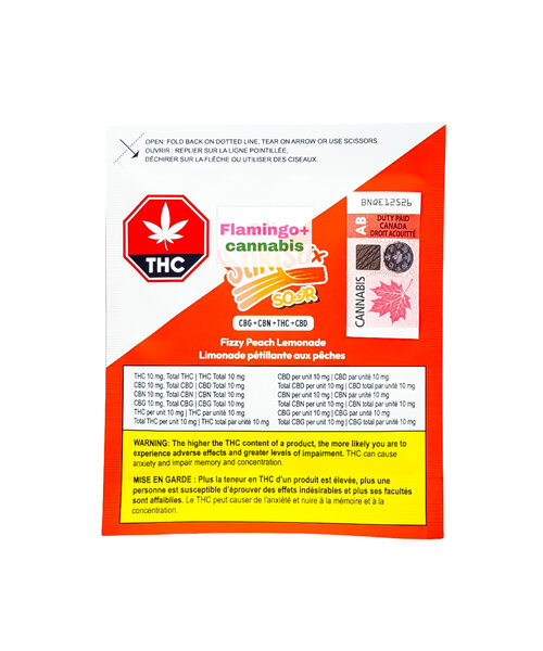Olli Stikitix Fizzy Peach Lemonade 1:1:1:1 CBG:CBN:THC:CBD Hybrid Gummies 1X10MG