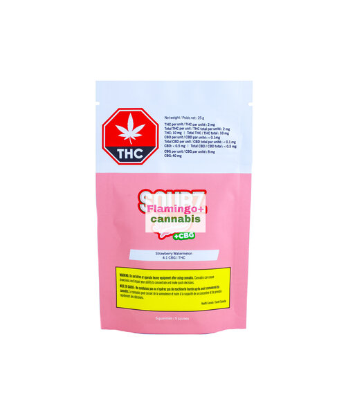 Sourz By Spinach Strawberry Watermelon 4:1 CBG:THC Sativa Gummies 5X2MG