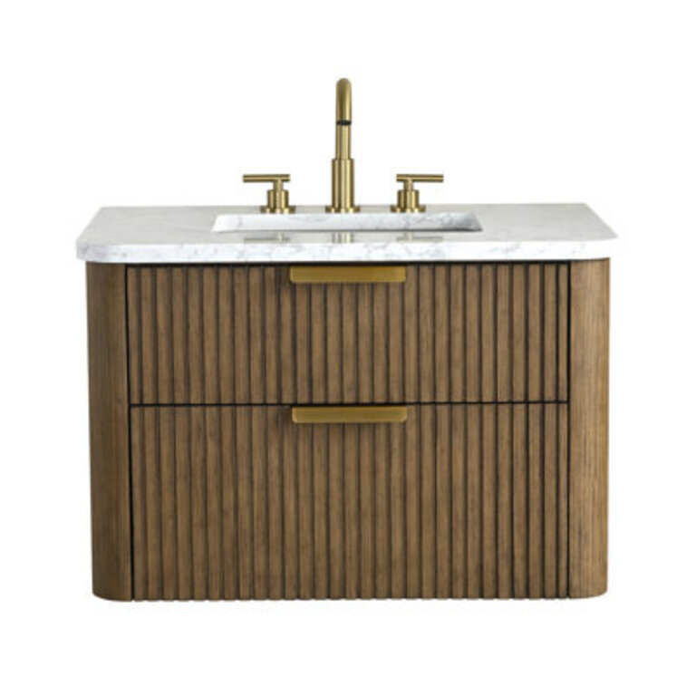 Liljan 30 Wall-Mounted Single Bathroom Vanity with Engineered Stone Top