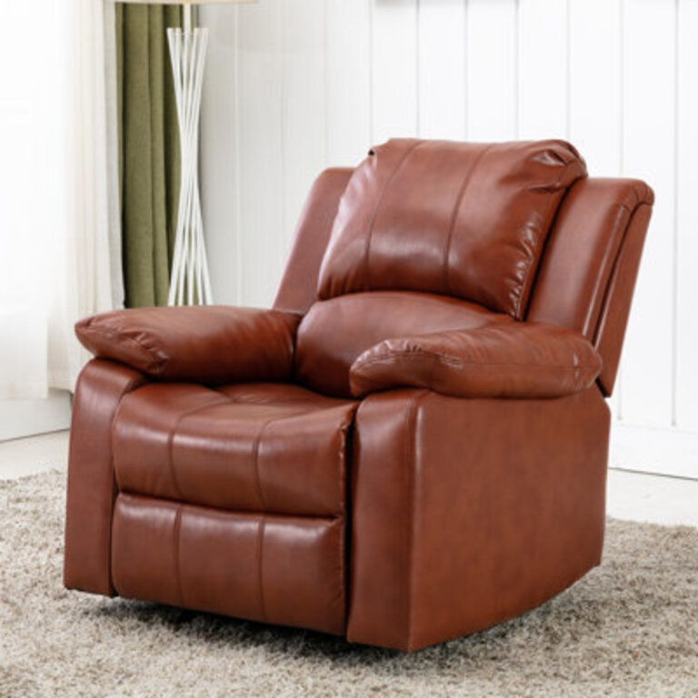 Kahler 37.75" Wide Faux Leather Manual Glider Recliner