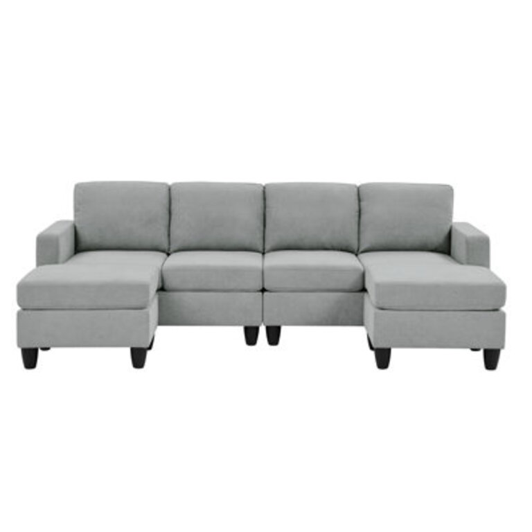 Ranjeeta 101" Wide Modular Sofa & Chaise with Ottoman