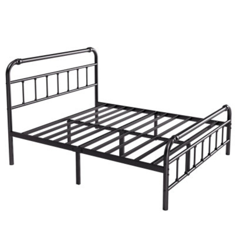 Ableton Heavy-Duty Anti-Sway 18-inch Steel Tube Iron Bed with Headboard Under the Bed for Storage