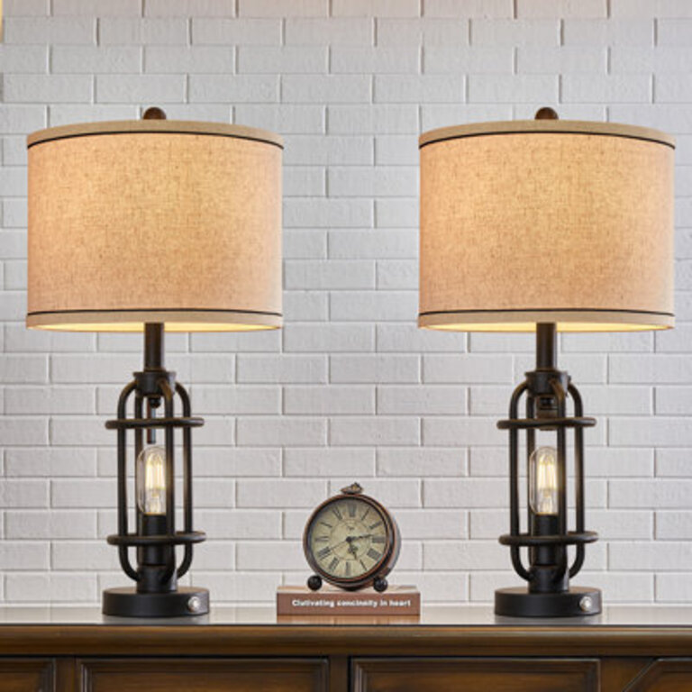 Jacolbi 3 Way Dimmable Touch Control Table Lamp with Dual USB Ports