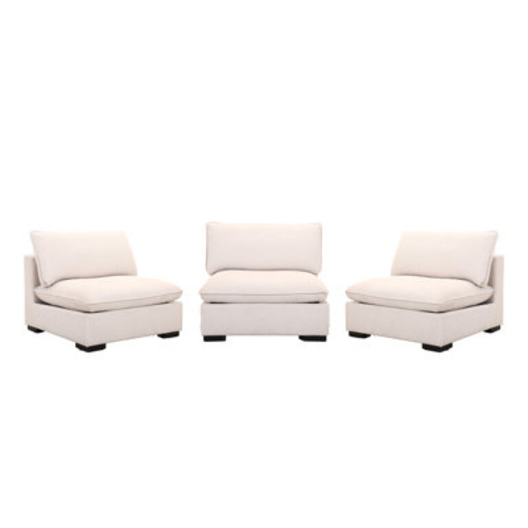 38.5?? Wide Modular Armless Chair With Ottoman (Set of 3)