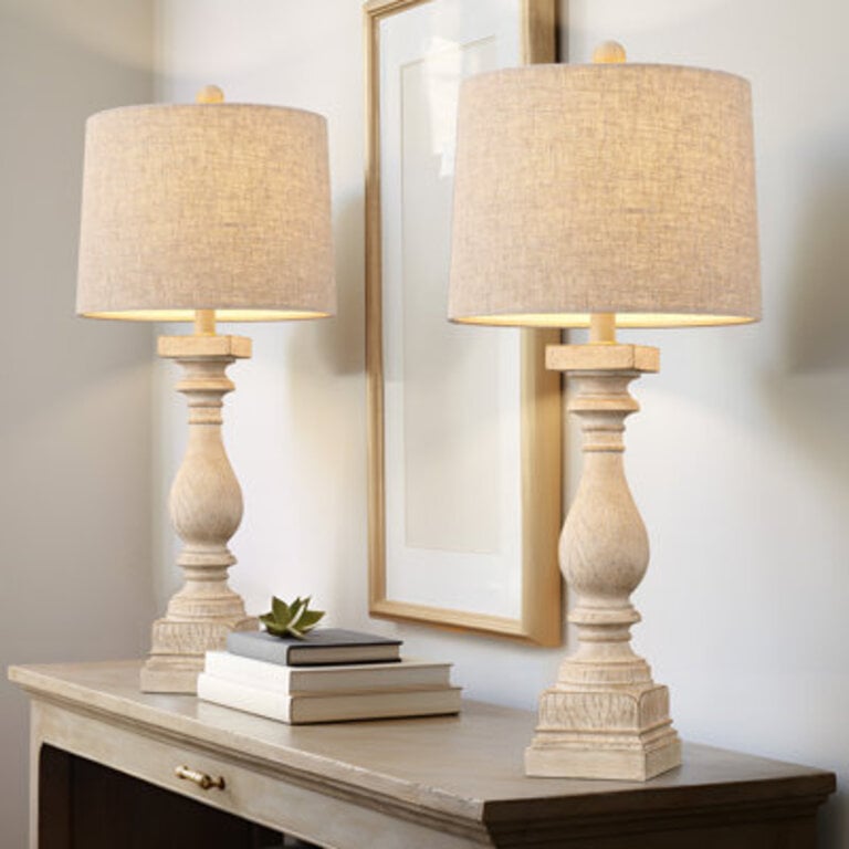 Analisia 27.5?resin table lamp set with USB for bedroom,living room and study room