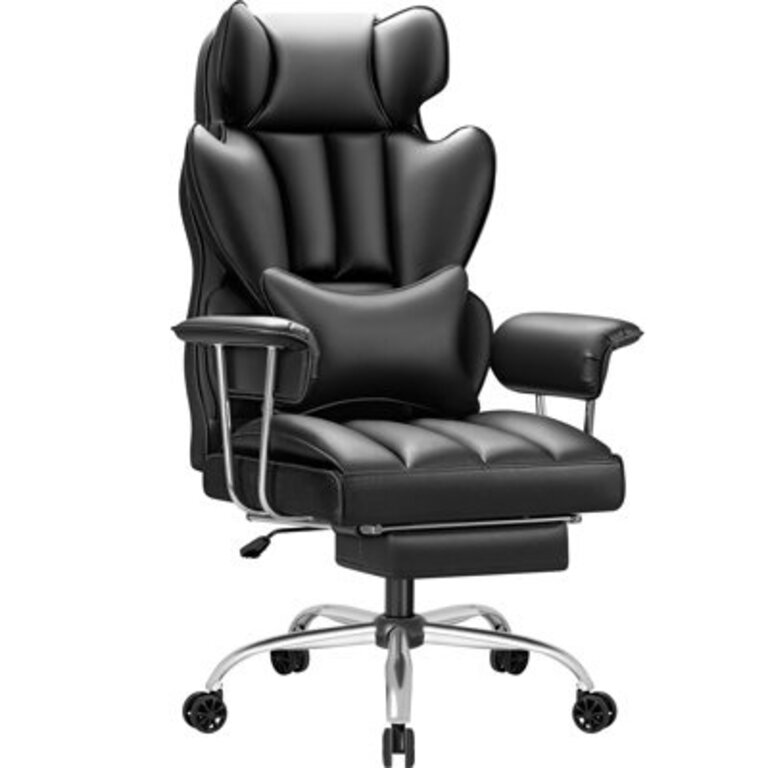 Big & Tall Style Executive High-Back Office Chair with Footrest and Lumbar Support