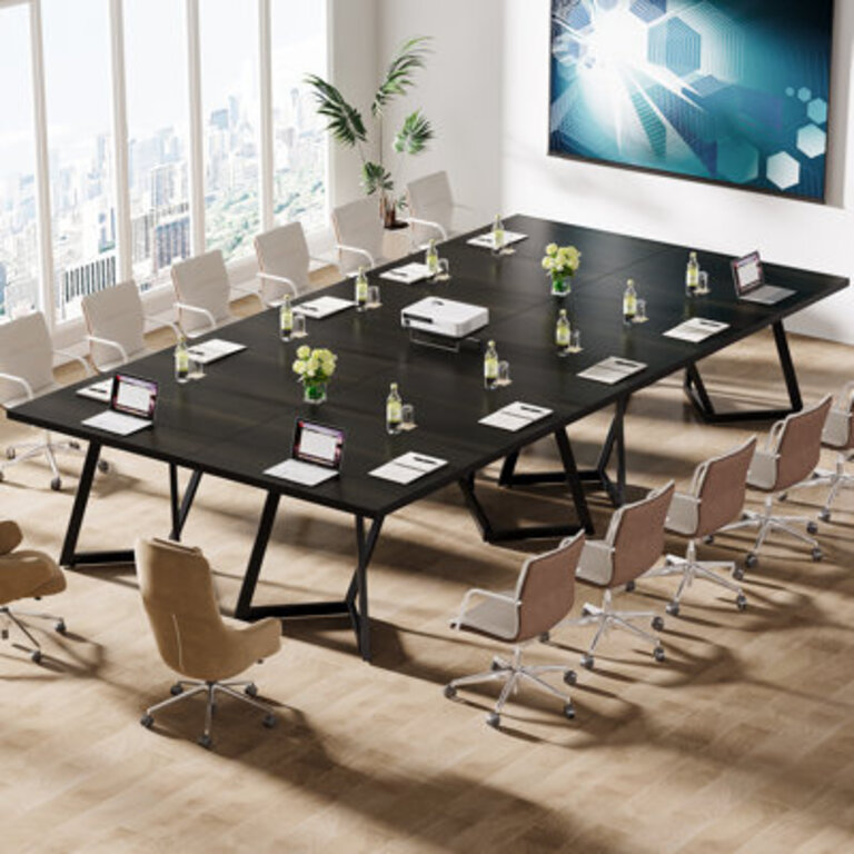70.86" Conference Table, Modern Meeting Table With Metal Frame