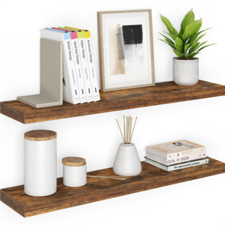 Miami 48" W x 8" D Floating Shelves Set with Invisible Wall Mount Brackets