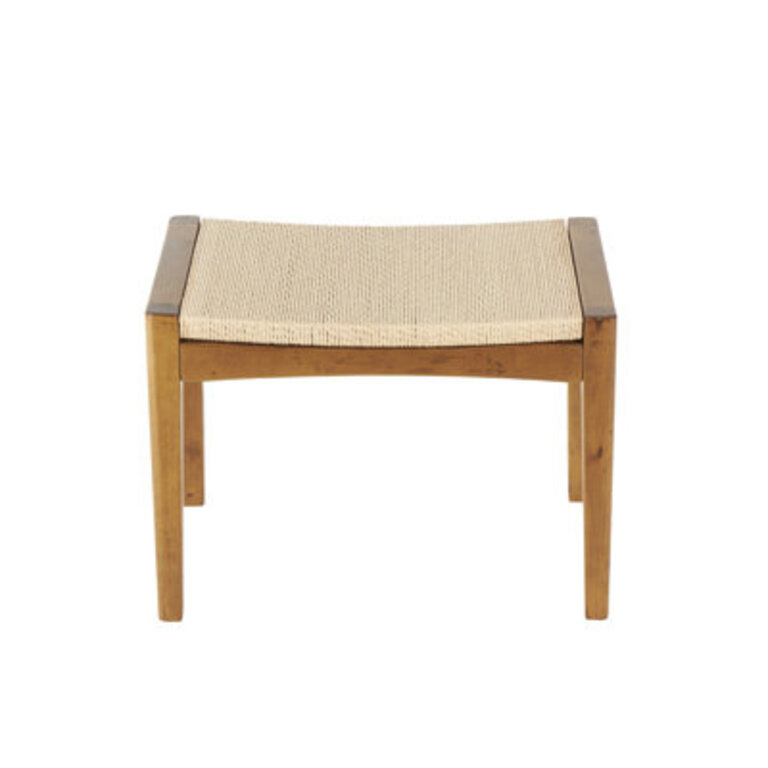 Daendy Wood Handmade Traditional Brown Stool with Rope Wrapped Seat