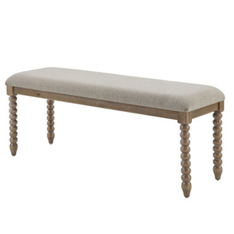 48" Wide Classic Rustic Spindle Turned Leg Upholstered Bedroom Bench