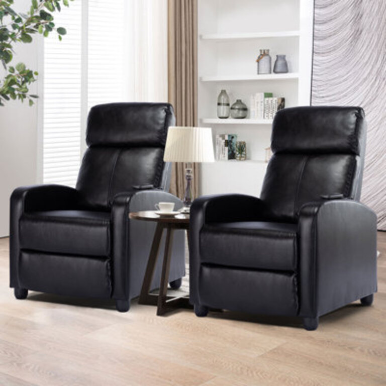 25.6" Wide Modern and Upholstered Soft Manual Pushback Recliner With Massage