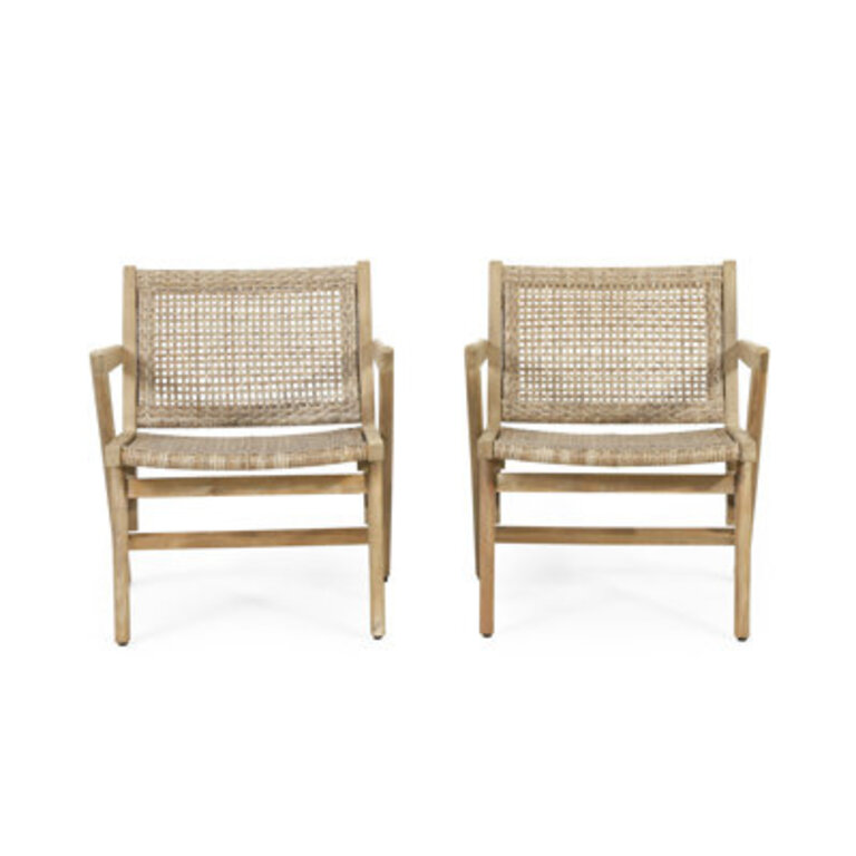 Firenze Acacia Premium All-Weather Wicker Outdoor Lounge Chair