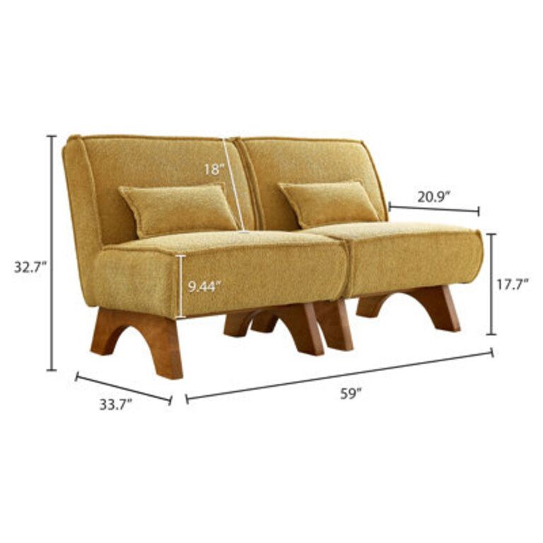 Maano 60'' W Armless Modular Convertible Polyester Upholstered Loveseat with Pillows