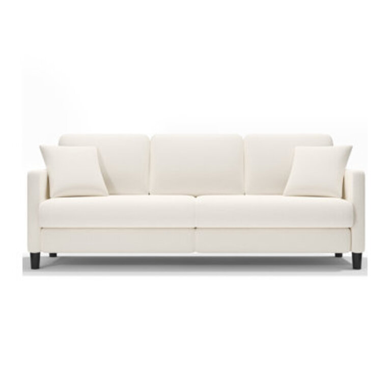Febo 83'' Square Arms Sofa, Teddy Sofa Couch with Pocket Spring Cushion