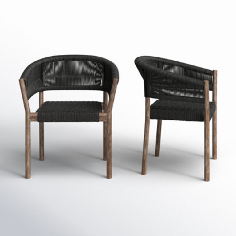 Chakiya Stacking Patio Dining Chair in Eucalyptus Wood with Rope