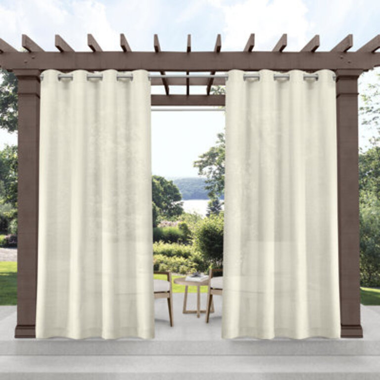 Exclusive Home Miami Semi-Sheer Textured Indoor/Outdoor Grommet Top Curtain Panel Pair