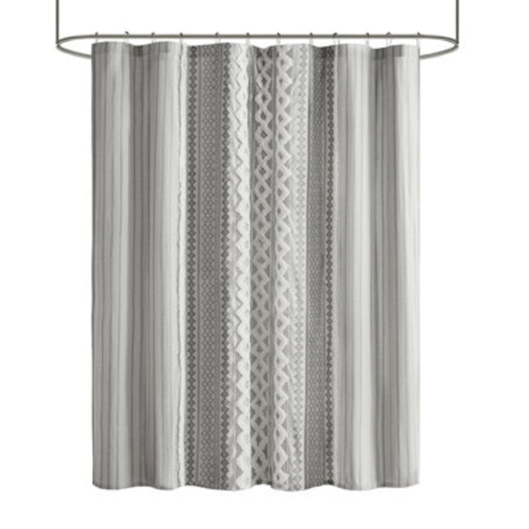 Imani 100% Cotton Printed Shower Curtain with Chenille