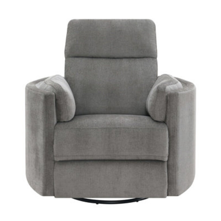 Ilyaz 40"W Upholstered Glider Recliner with Swivel in Charcoal