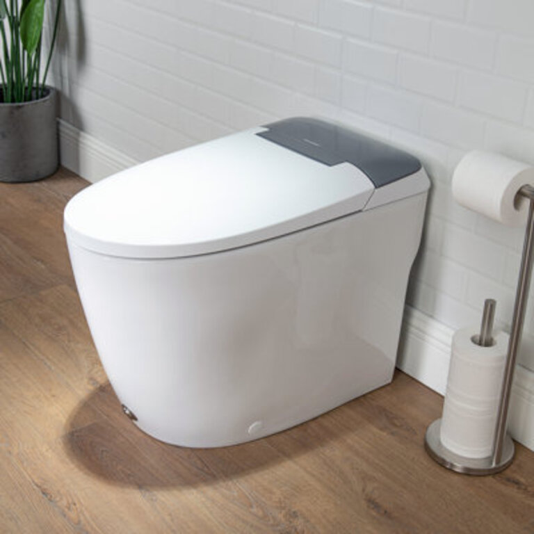 Non-Electric Bidet Toilet, MAP 1000g Powerful Flush Smart Toilet with Lady/Rear Wash, Foot-kick Flush, ADA Comfort Seat Height (Power Free)