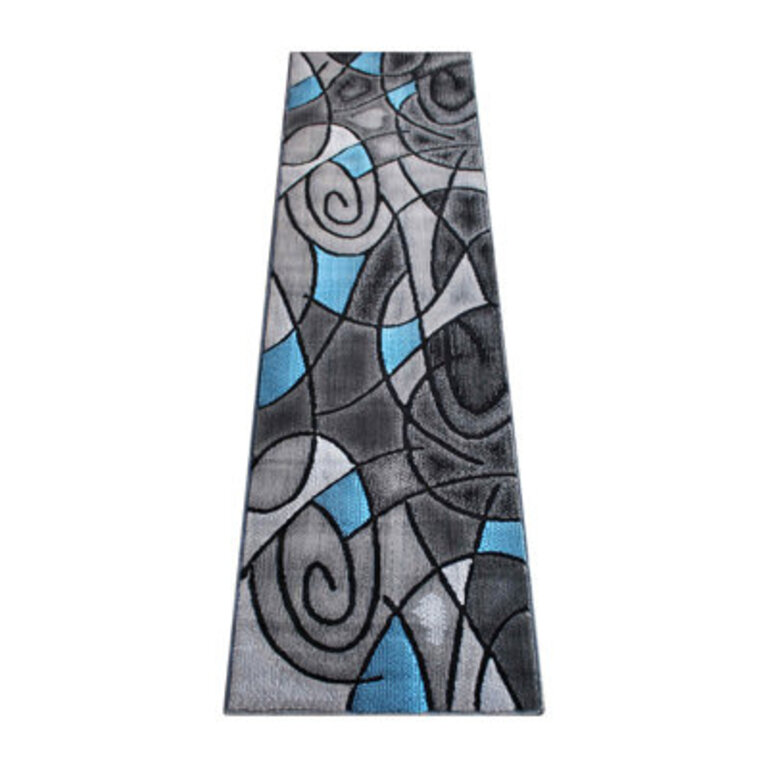 Sioar Blue/Gray Abstract Design Accent Area Rug