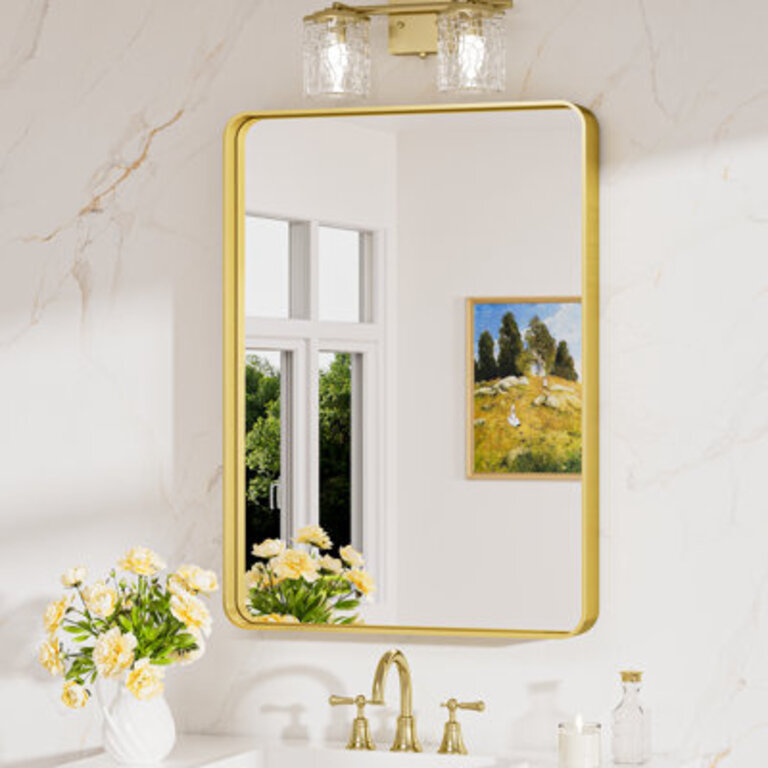 Leaderville 1.2" Thick Aluminum Framed Bathroom Mirror, Decorative Mirror Wall Mirror with Tempered Glass, French Cleat Mounted