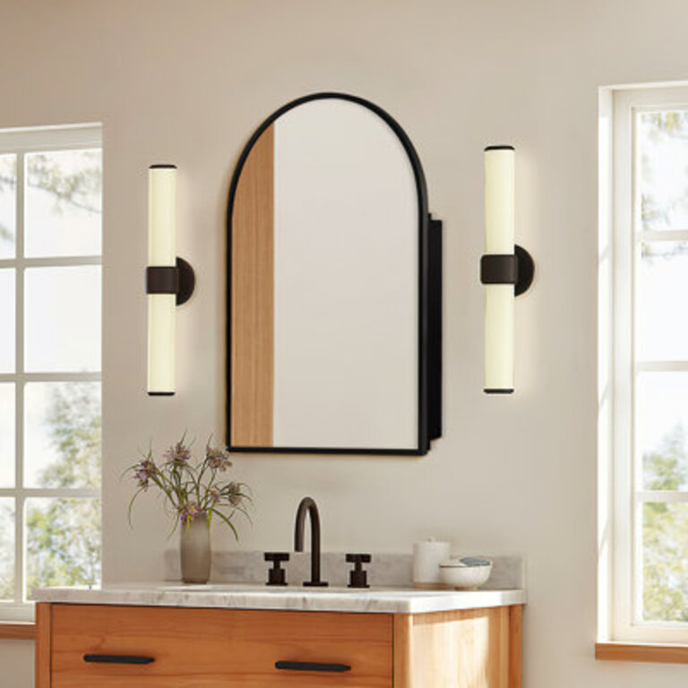 Hogsett Surface-mounted/Recessed Arch Bathroom Medicine Cabinet with Mirror with Adjustable Shelf