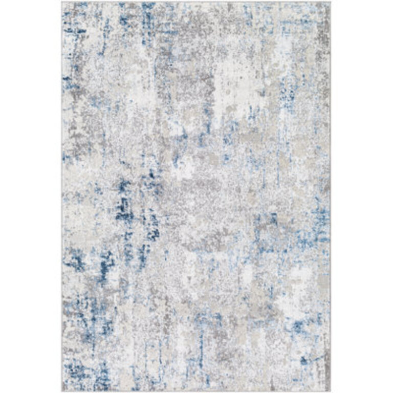 Addilyn Machine Woven Abstract Dark Blue/Beige Area Rug