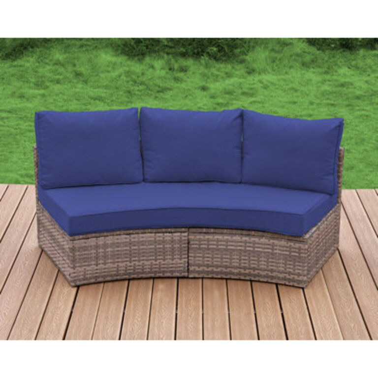 Ebern Designs 3 Piece Patio Furniture Sets, Half-moon Sectional Round Sofa Set, Outdoor Patio Furniture With Cushions For Beach, Pool, Balcony