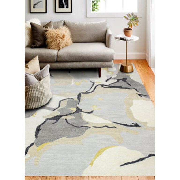 Molter Abstract Handmade Tufted Ivory/Gray Area Rug