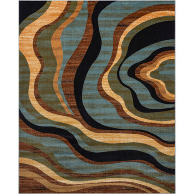 Nirvana Waves Multi Blue Modern Rug