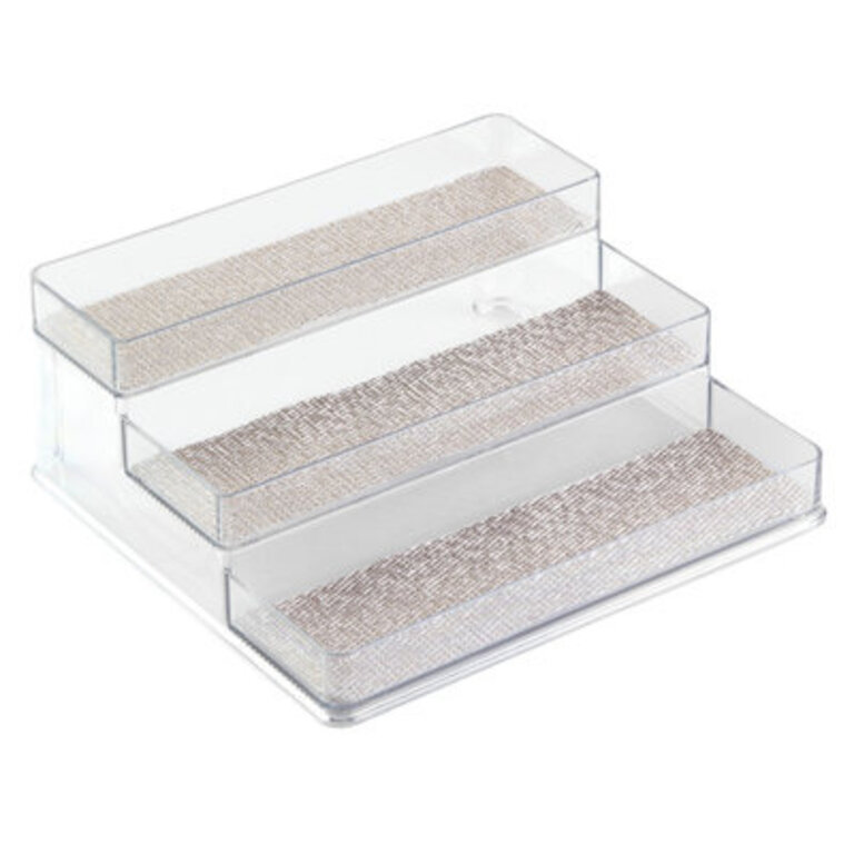 iDesign Twillo Plastic Stadium Spice Rack, 3-Tier Organizer for Kitchen Pantry, Cabinet 9.2" x 10" x 4"