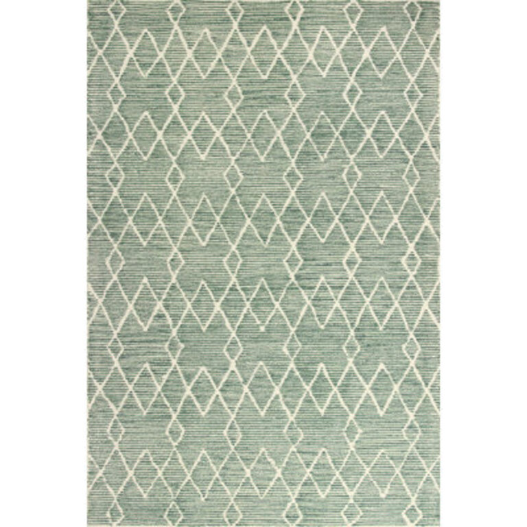 Bester Geometric Handmade Tufted Wool Green Area Rug