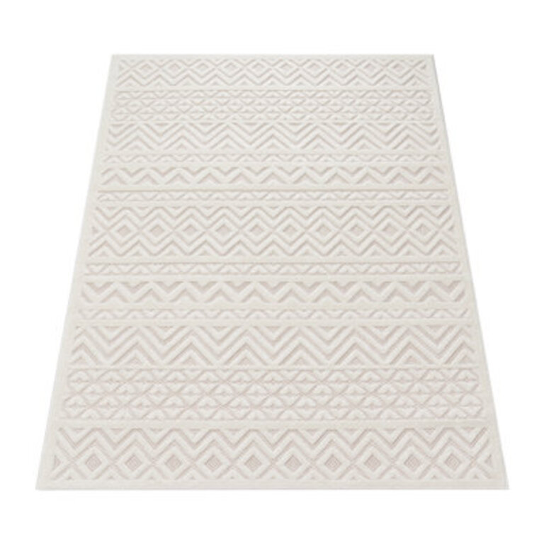 Ashdown Geometric Machine Woven Polypropylene Indoor / Outdoor Area Rug in Cream
