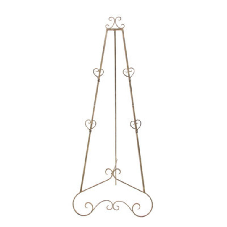 Opalo Gold Metal Large Free Standing Adjustable Display Stand Scroll Easel with Chain Support