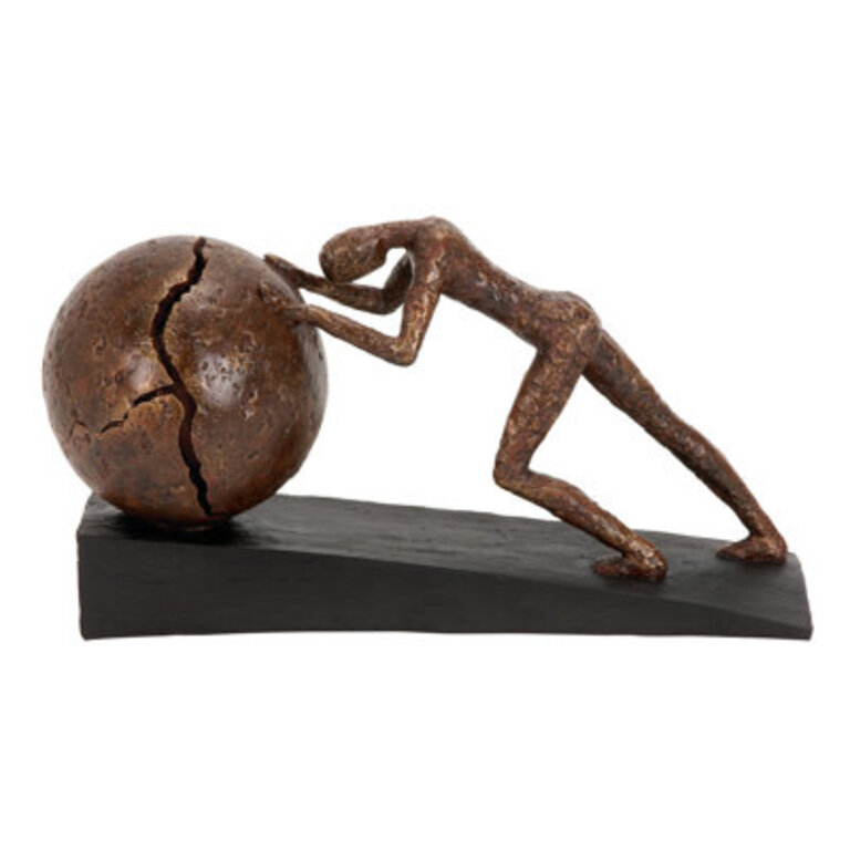 Abeilles Polystone People Decorative Brown Sculpture with Ball