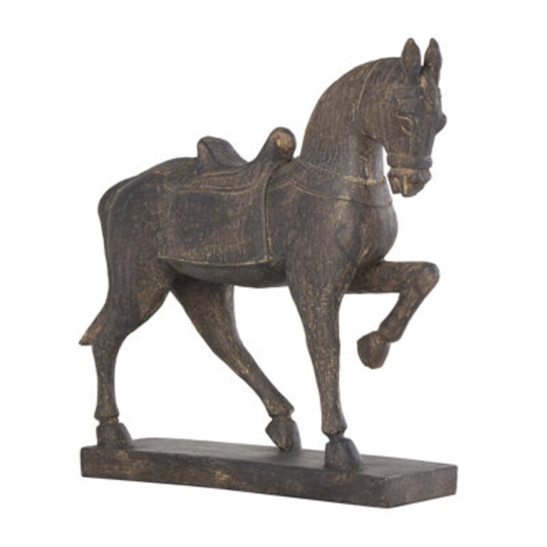 Wagnon Brown Polystone Prancing Horse Sculpture 14" x 4" x 15"
