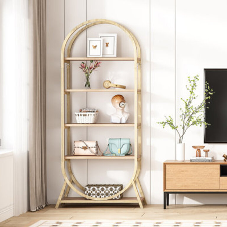 Mashari 5-Tier Arched Bookcase, Modern Freestanding Display Shelving Unit for Bedroom, Living Room