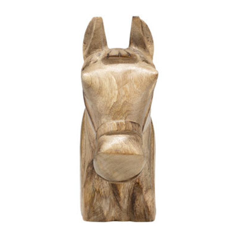 Pewamo Handcrafted Wooden Horse Head Figurine - Brown 10" Modern Decorative Accent for Home, Office, Bedroom, or Living Room