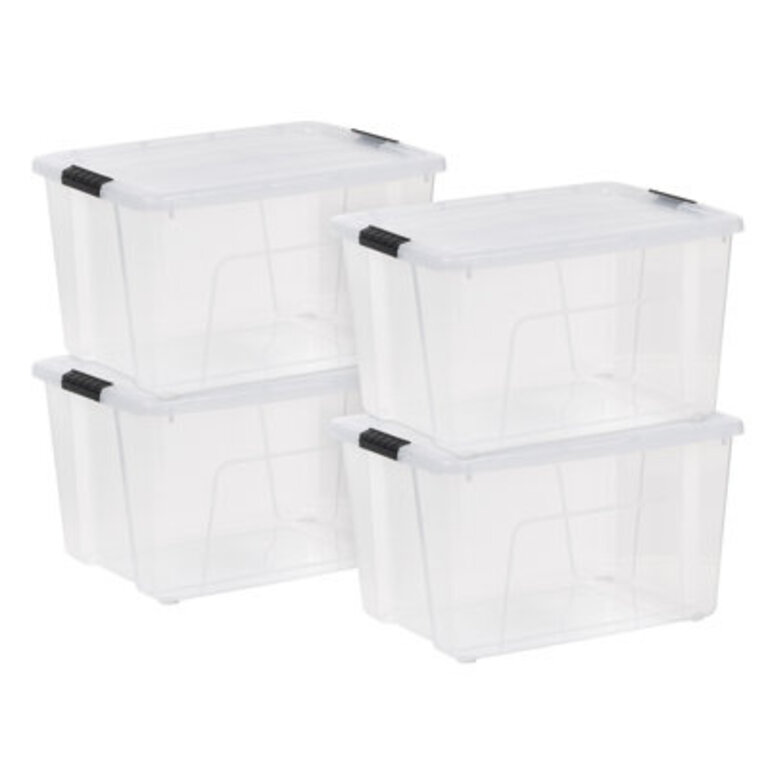 Iris 60 Qt./15 Gal. Plastic Storage Boxes with Latching Lids in Clear